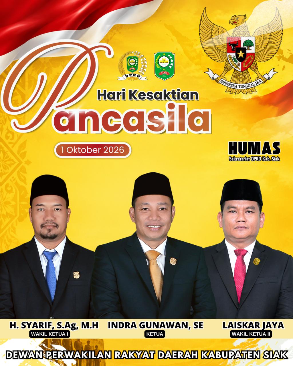DPRD SIAK MENGUCAPKAN SELAMAT HARI KESAKTIAN PANCASILA